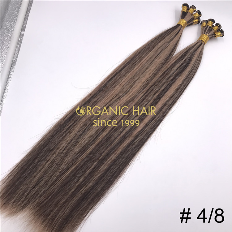 Piano color #4/8 human full cuticle hair hand tied wefts X229